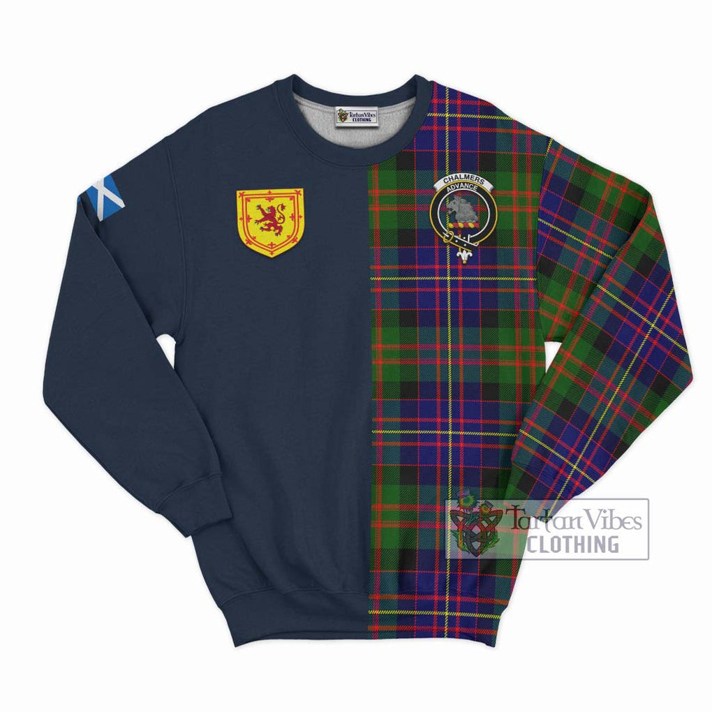Chalmers Tartan Sweatshirt Alba with Scottish Lion Royal Arm Half Style Unisex - Tartan Vibes Clothing