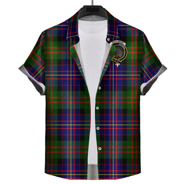 Chalmers Modern Tartan Short Sleeve Button Down Shirt with Family Crest