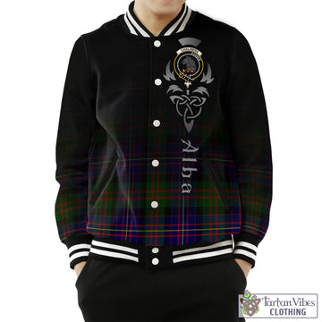 Chalmers Tartan Baseball Jacket Featuring Alba Gu Brath Family Crest Celtic Inspired Unisex - Tartan Vibes Clothing