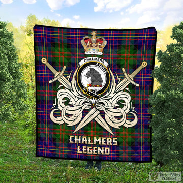 Chalmers Modern Tartan Quilt with Clan Crest and the Golden Sword of Courageous Legacy