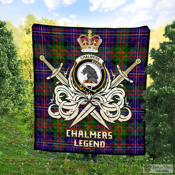 Chalmers Tartan Quilt with Clan Crest and the Golden Sword of Courageous Legacy Super King Quilt 91" x 110" - Tartan Vibes Clothing