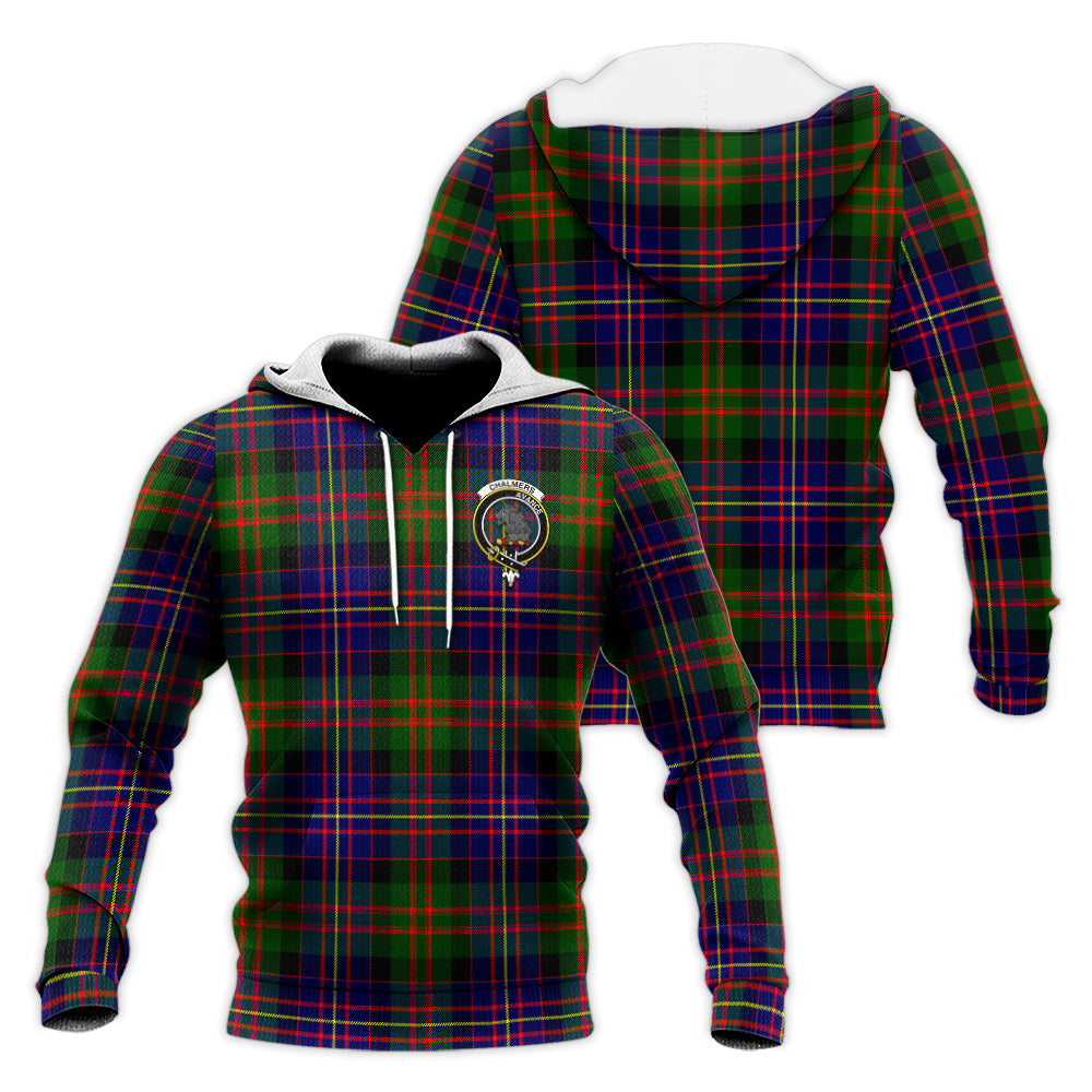 Chalmers Tartan Knitted Hoodie with Family Crest Unisex Knitted Pullover Hoodie - Tartan Vibes Clothing