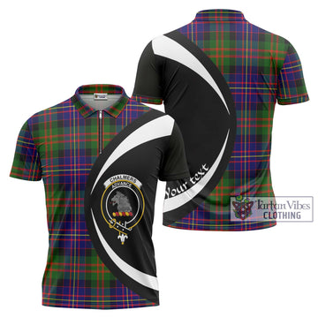 Chalmers Tartan Zipper Polo Shirt with Family Crest Circle Style