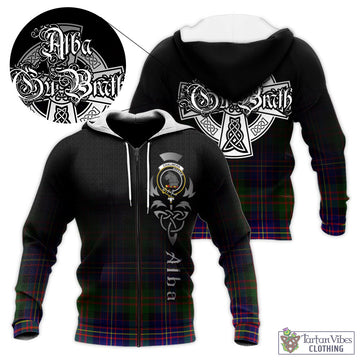 Chalmers Modern Tartan Knitted Hoodie Featuring Alba Gu Brath Family Crest Celtic Inspired