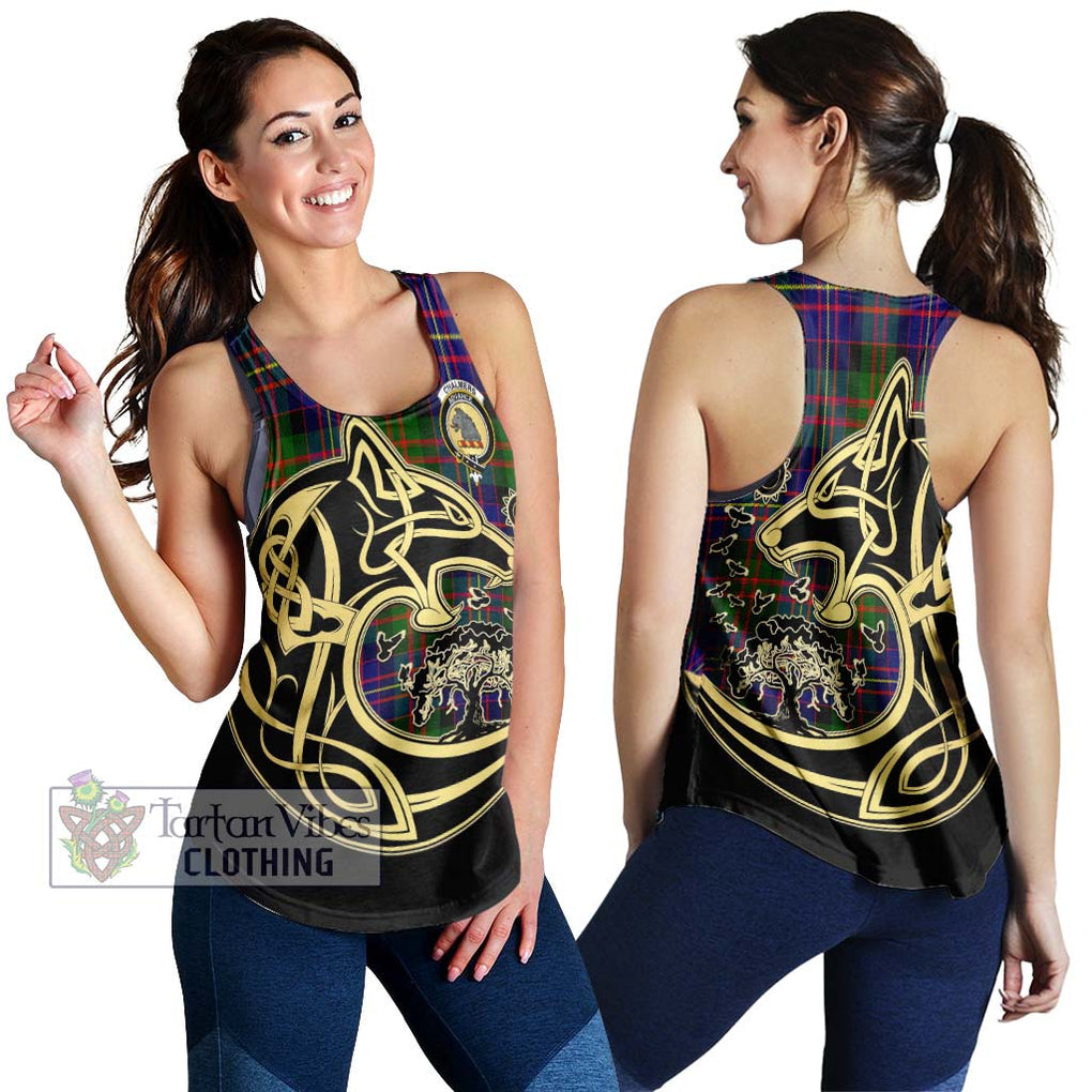 Chalmers Tartan Women's Racerback Tanks with Family Crest Celtic Wolf Style 4XL - Tartan Vibes Clothing