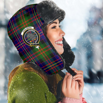 Chalmers Tartan Winter Trapper Hat with Family Crest Winter Trapper Hat Universal Fit Circumference 22.8in (58cm) - Tartan Vibes Clothing
