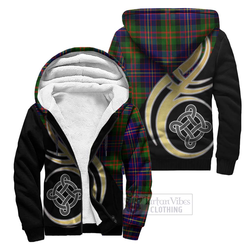 Chalmers Tartan Sherpa Hoodie with Family Crest and Celtic Symbol Style Unisex S - Tartan Vibes Clothing