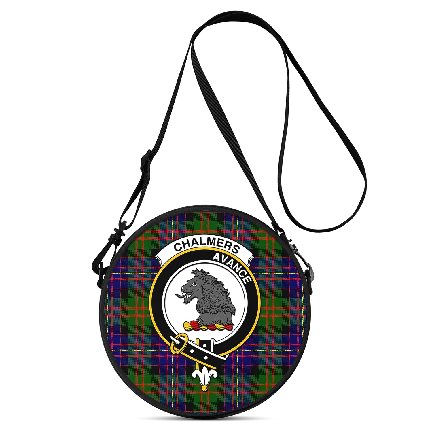 Chalmers Tartan Round Satchel Bags with Family Crest One Size 9*9*2.7 inch - Tartan Vibes Clothing