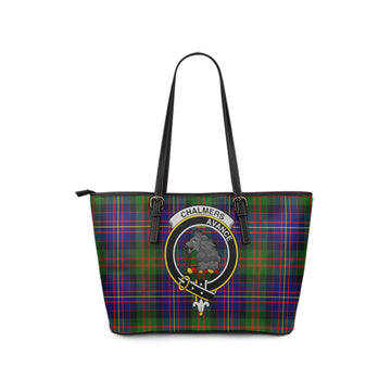 Chalmers Modern Tartan Leather Tote Bag with Family Crest
