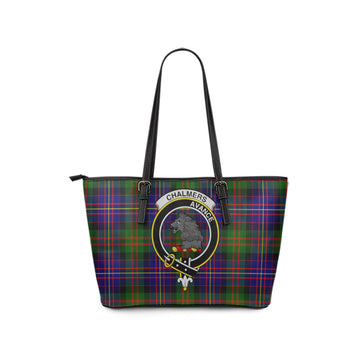 Chalmers Tartan Leather Tote Bag with Family Crest - Tartan Vibes Clothing