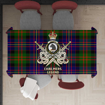 Chalmers Tartan Tablecloth with Clan Crest and the Golden Sword of Courageous Legacy - Tartan Vibes Clothing