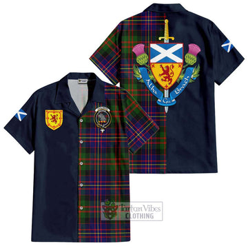 Chalmers Tartan Hawaiian Shirt Alba with Scottish Lion Royal Arm Half Style Kid - Tartan Vibes Clothing