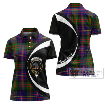 Chalmers Tartan Women's Polo Shirt with Family Crest Circle Style