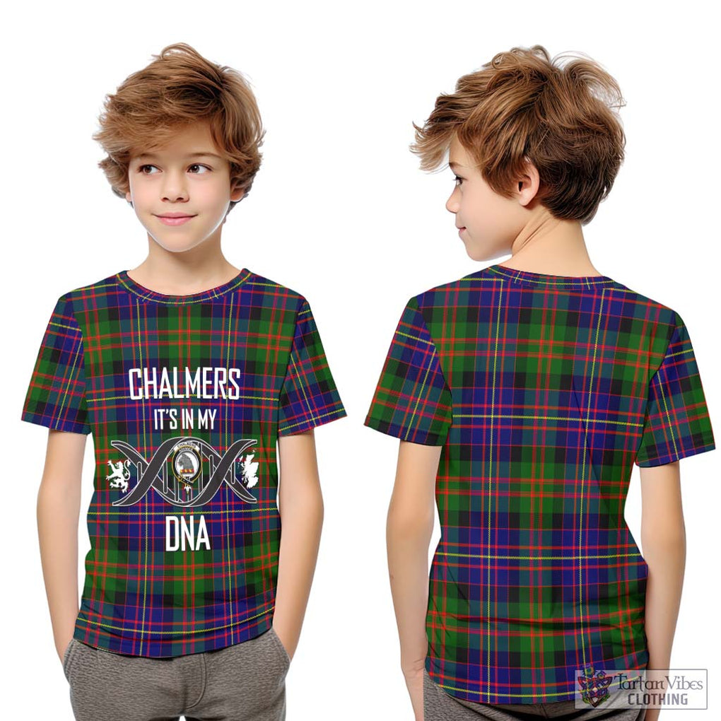 Chalmers Tartan Kid T-Shirt with Family Crest DNA In Me Style Youth XL Size14 - Tartan Vibes Clothing