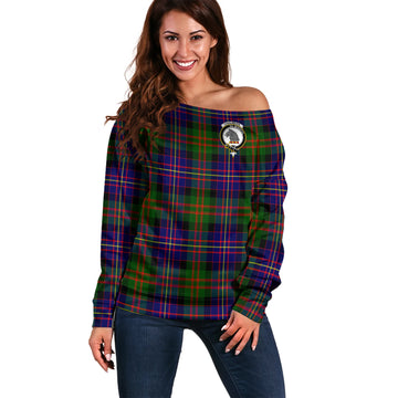 Chalmers Tartan Off Shoulder Women Sweater with Family Crest Women - Tartan Vibes Clothing