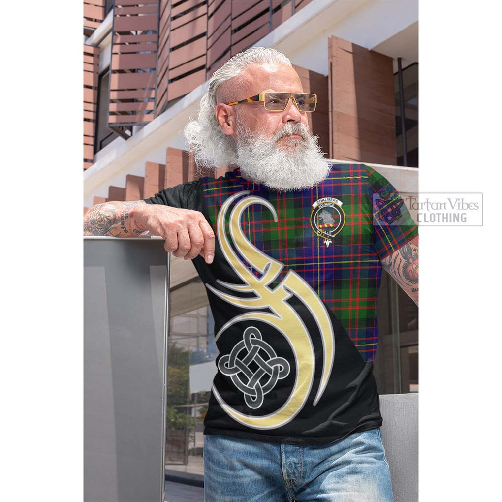 Chalmers Tartan Cotton T-shirt with Family Crest and Celtic Symbol Style Men's Shirt - Tartan Vibes Clothing