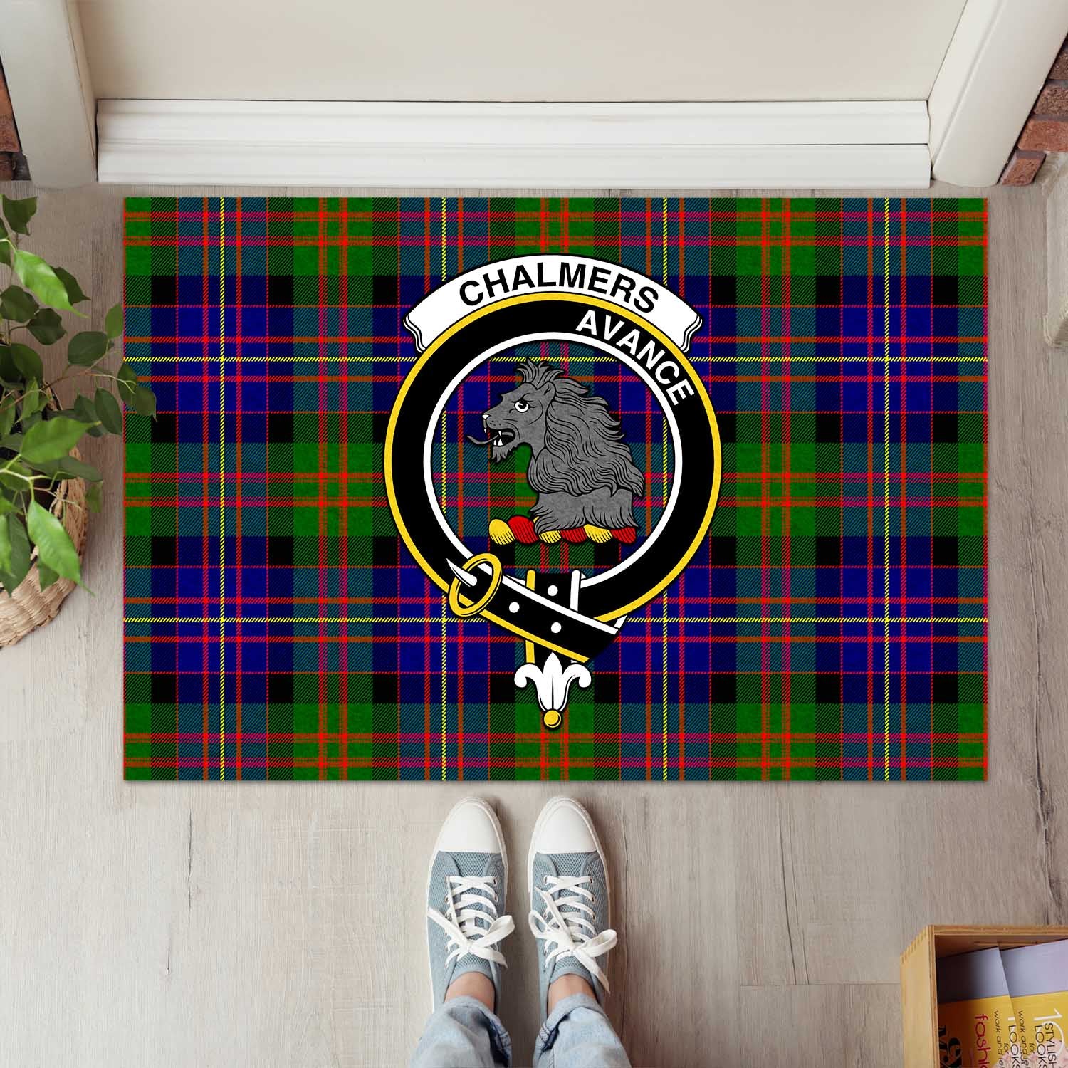 Chalmers Tartan Rubber Doormat with Family Crest L 60*90cm - Tartan Vibes Clothing
