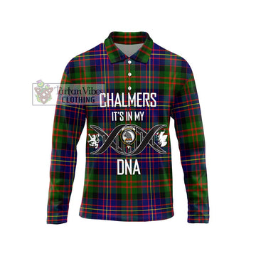 Chalmers Tartan Long Sleeve Polo Shirt with Family Crest DNA In Me Style Unisex - Tartan Vibes Clothing