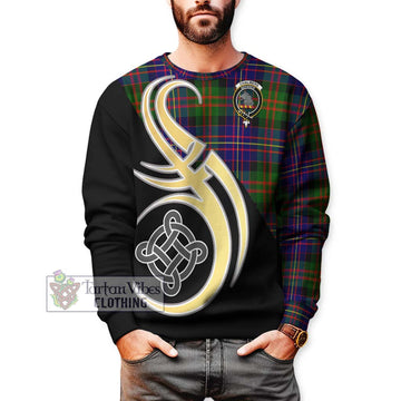 Chalmers Tartan Sweatshirt with Family Crest and Celtic Symbol Style Unisex - Tartan Vibes Clothing