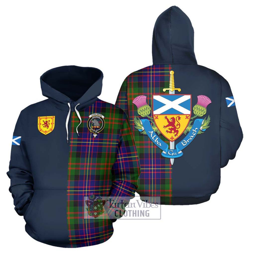 Chalmers Tartan Hoodie Alba with Scottish Lion Royal Arm Half Style Zip Hoodie - Tartan Vibes Clothing