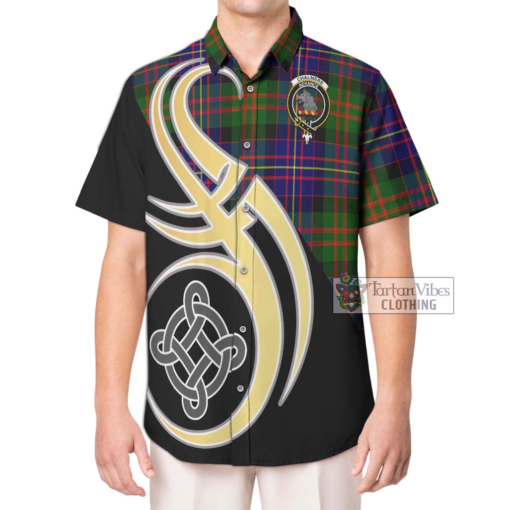 Chalmers Tartan Hawaiian Shirt with Family Crest and Celtic Symbol Style Kid - Tartan Vibes Clothing