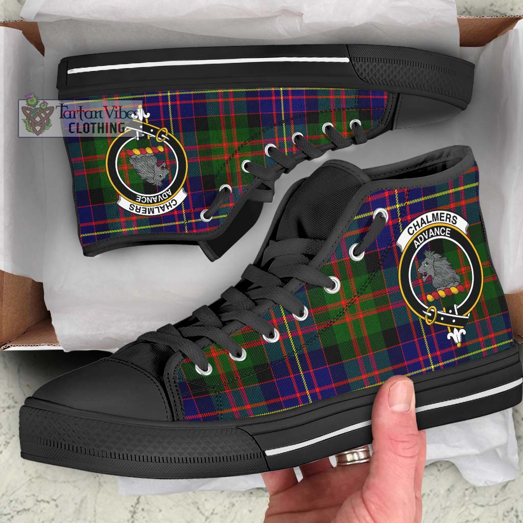Chalmers Tartan High Top Shoes with Family Crest - Tartan Vibes Clothing