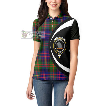 Chalmers Tartan Women's Polo Shirt with Family Crest Circle Style