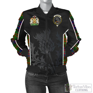 Chalmers Modern Tartan Bomber Jacket with Family Crest and Scottish Thistle Vibes Sport Style
