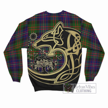 Chalmers Tartan Sweatshirt with Family Crest Celtic Wolf Style - Tartan Vibes Clothing