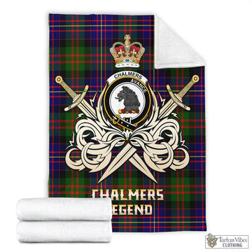 Chalmers Tartan Blanket with Clan Crest and the Golden Sword of Courageous Legacy - Tartan Vibes Clothing