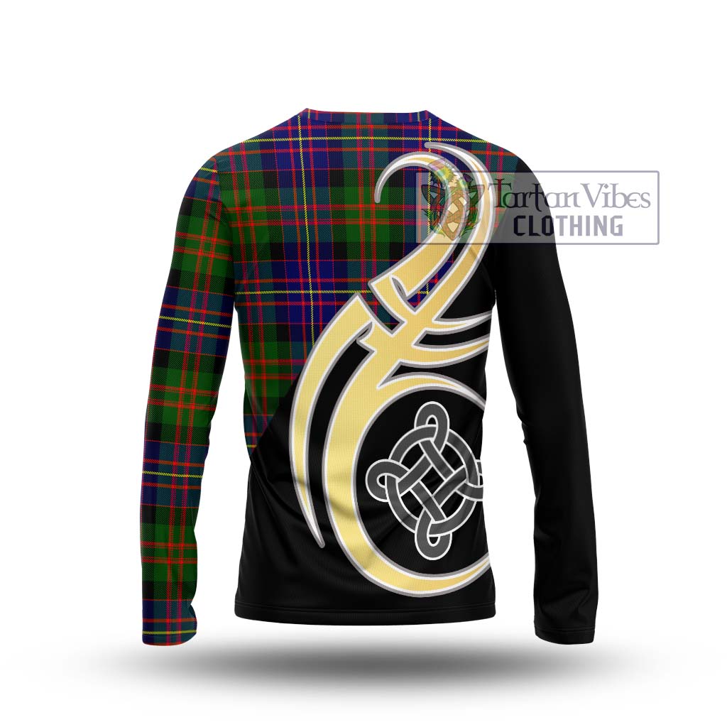 Chalmers Tartan Long Sleeve T-Shirt with Family Crest and Celtic Symbol Style - Tartan Vibes Clothing