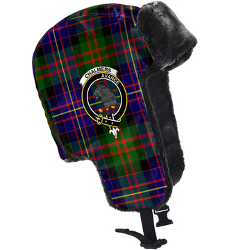 Chalmers Tartan Winter Trapper Hat with Family Crest - Tartan Vibes Clothing