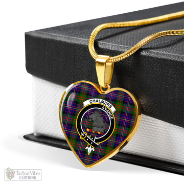 Chalmers Tartan Heart Necklace with Family Crest - Tartan Vibes Clothing