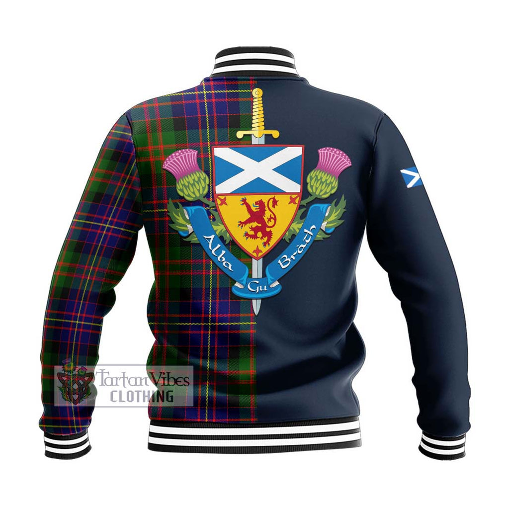 Chalmers Tartan Baseball Jacket Alba with Scottish Lion Royal Arm Half Style - Tartan Vibes Clothing