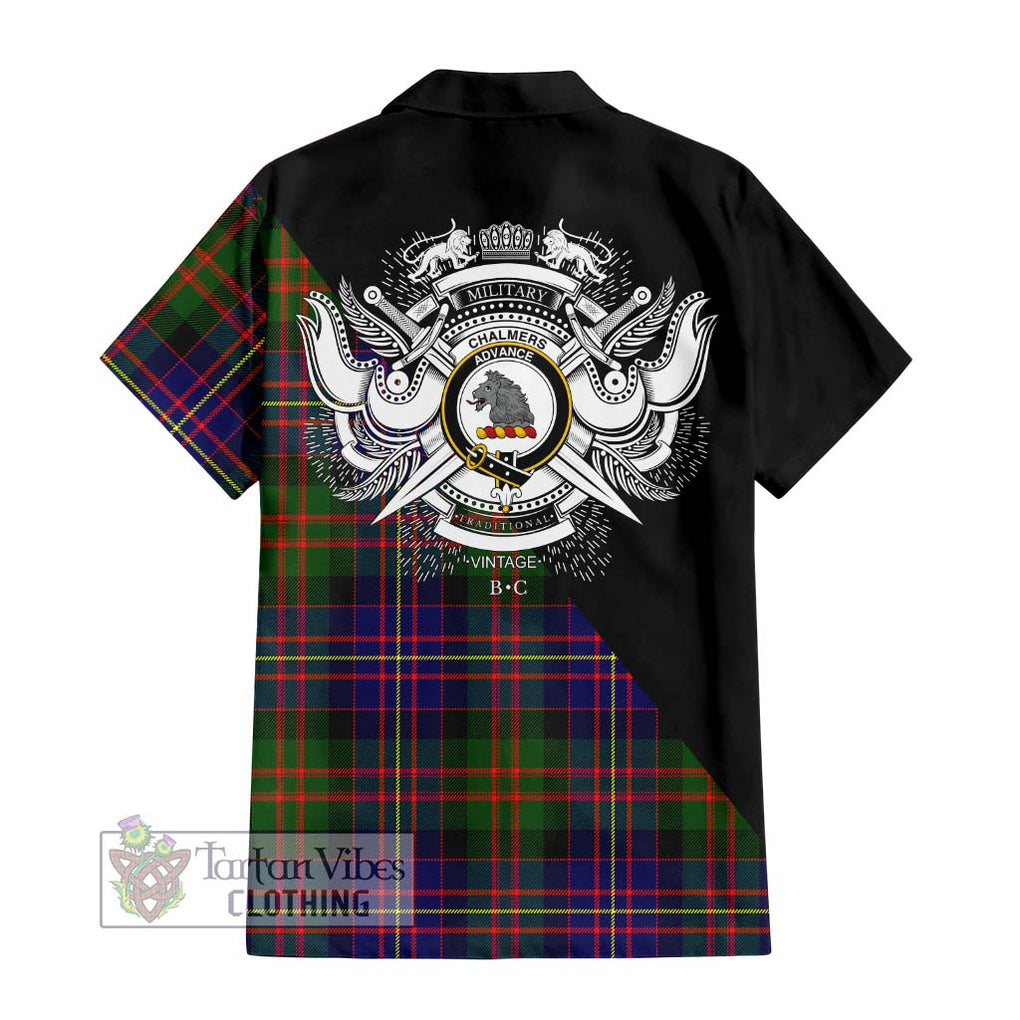 Chalmers Tartan Hawaiian Shirt with Family Crest and Military Logo Style - Tartan Vibes Clothing