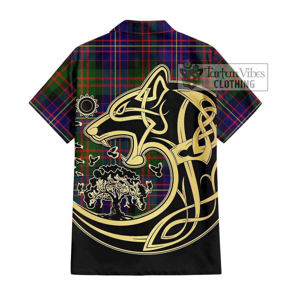Chalmers Tartan Hawaiian Shirt with Family Crest Celtic Wolf Style - Tartan Vibes Clothing