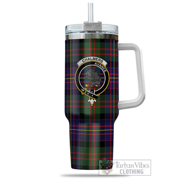 Chalmers Tartan Tumbler with Handle with Family Crest - Tartan Vibes Clothing