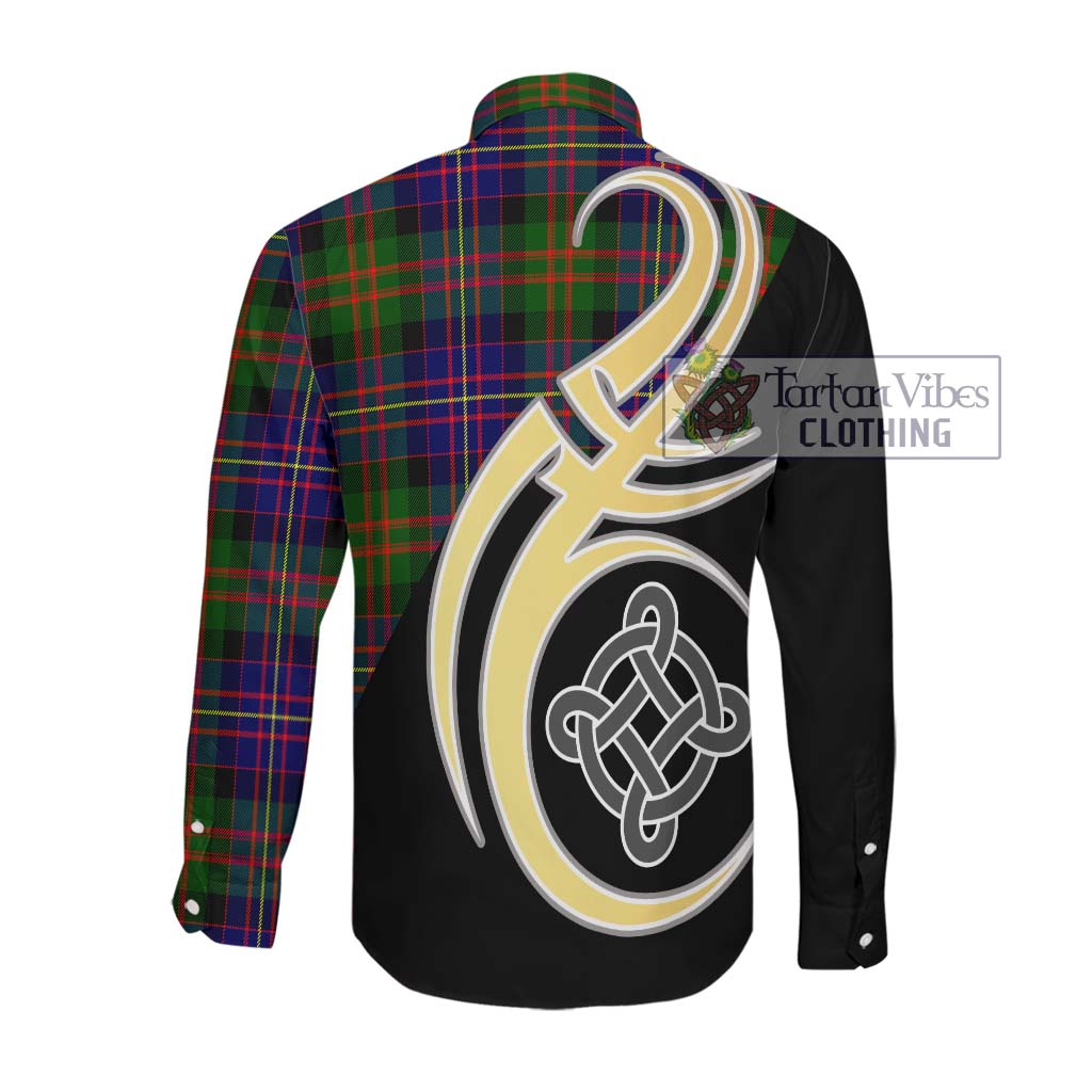 Chalmers Tartan Long Sleeve Button Shirt with Family Crest and Celtic Symbol Style Men's Shirt - Tartan Vibes Clothing