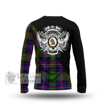 Chalmers Tartan Long Sleeve T-Shirt with Family Crest and Military Logo Style - Tartan Vibes Clothing