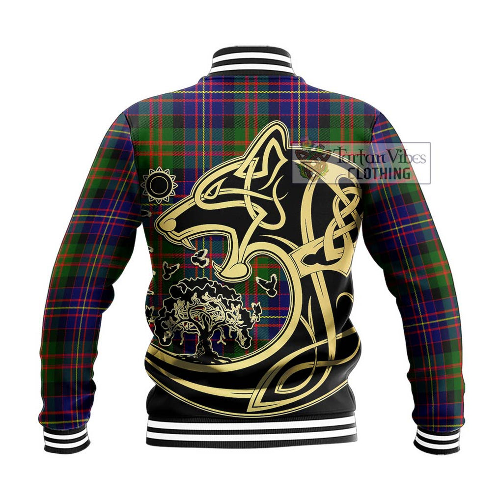 Chalmers Tartan Baseball Jacket with Family Crest Celtic Wolf Style - Tartan Vibes Clothing