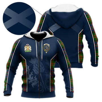 Chalmers Modern Tartan Knitted Hoodie with Family Crest and Scottish Thistle Vibes Sport Style