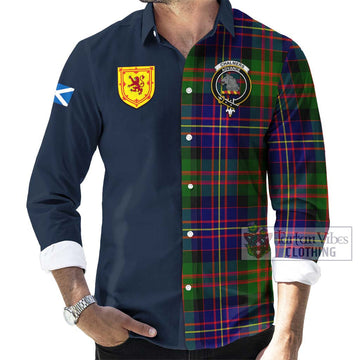 Tartan Vibes Clothing Chalmers Modern Tartan Long Sleeve Button Shirt with Scottish Lion Royal Arm Half Style