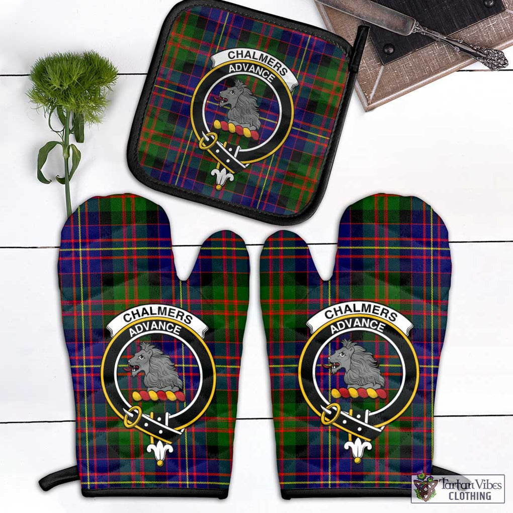Chalmers Tartan Combo Oven Mitt & Pot-Holder with Family Crest Black - Tartan Vibes Clothing