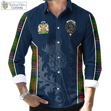 Chalmers Tartan Long Sleeve Button Up Shirt with Family Crest and Scottish Thistle Vibes Sport Style - Tartan Vibes Clothing