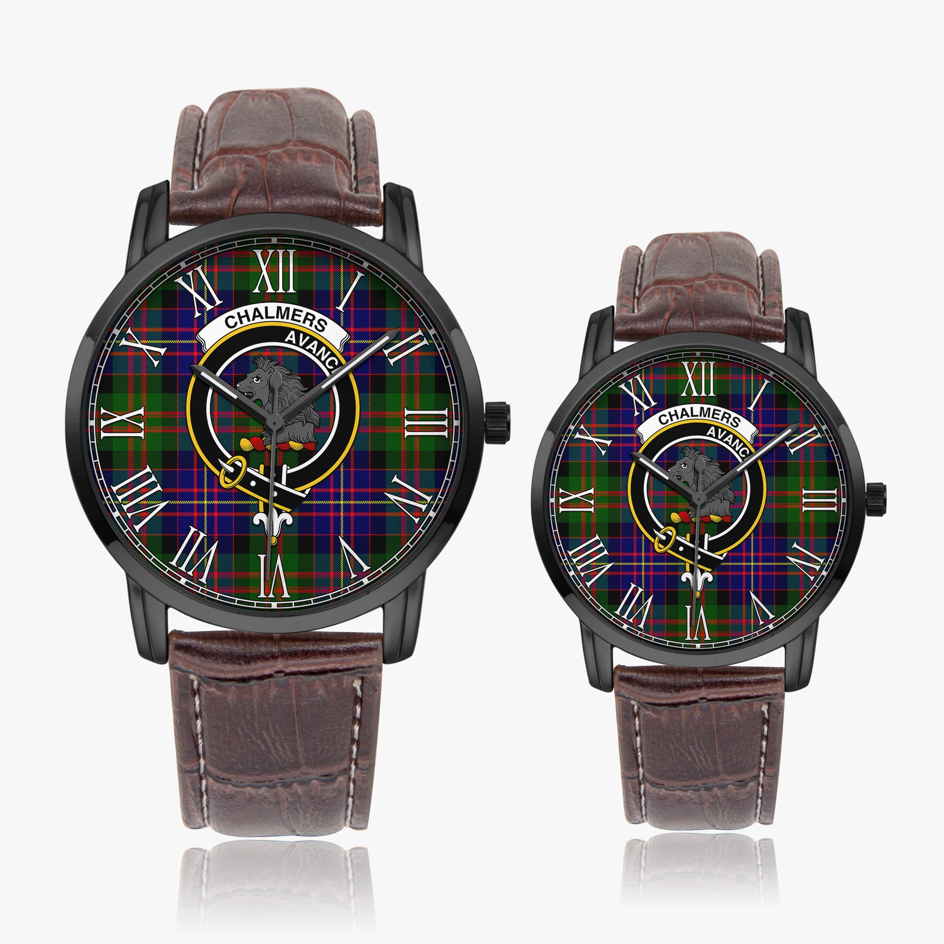Chalmers Tartan Family Crest Leather Strap Quartz Watch - Tartan Vibes Clothing
