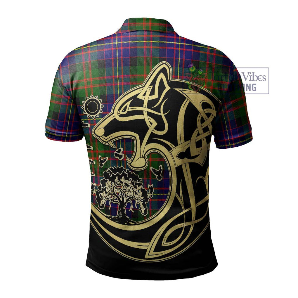 Chalmers Tartan Polo Shirt with Family Crest Celtic Wolf Style - Tartan Vibes Clothing