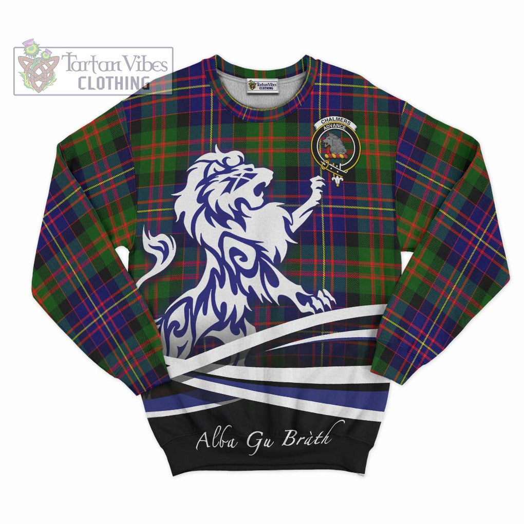 Chalmers Tartan Sweatshirt with Alba Gu Brath Regal Lion Emblem - Tartan Vibes Clothing