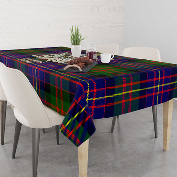 Chalmers Modern Tartan Tablecloth with Clan Crest and the Golden Sword of Courageous Legacy