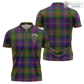 Chalmers Tartan Zipper Polo Shirt with Family Crest