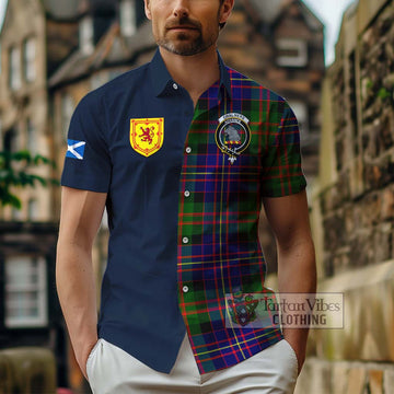 Chalmers Tartan Hawaiian Shirt Alba with Scottish Lion Royal Arm Half Style - Tartan Vibes Clothing